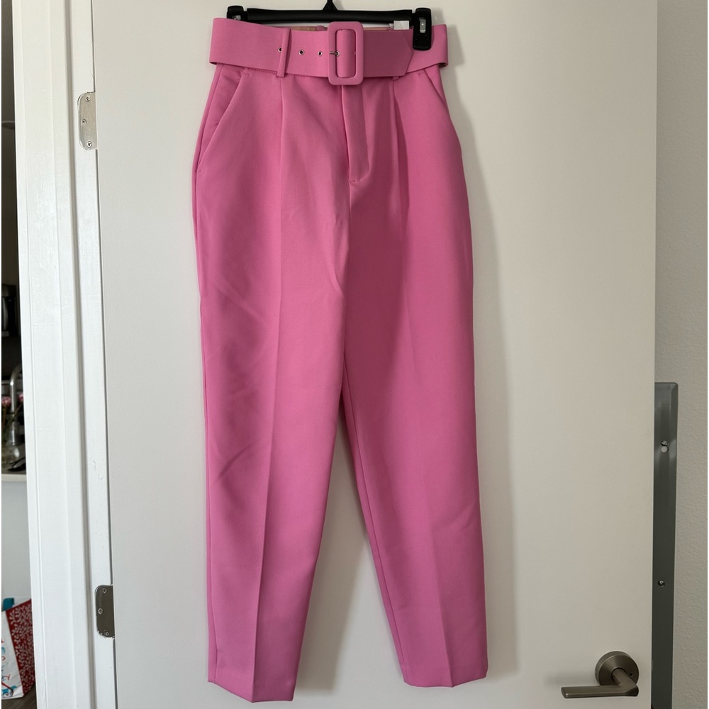 ZARA PINK BELTED TROUSERS